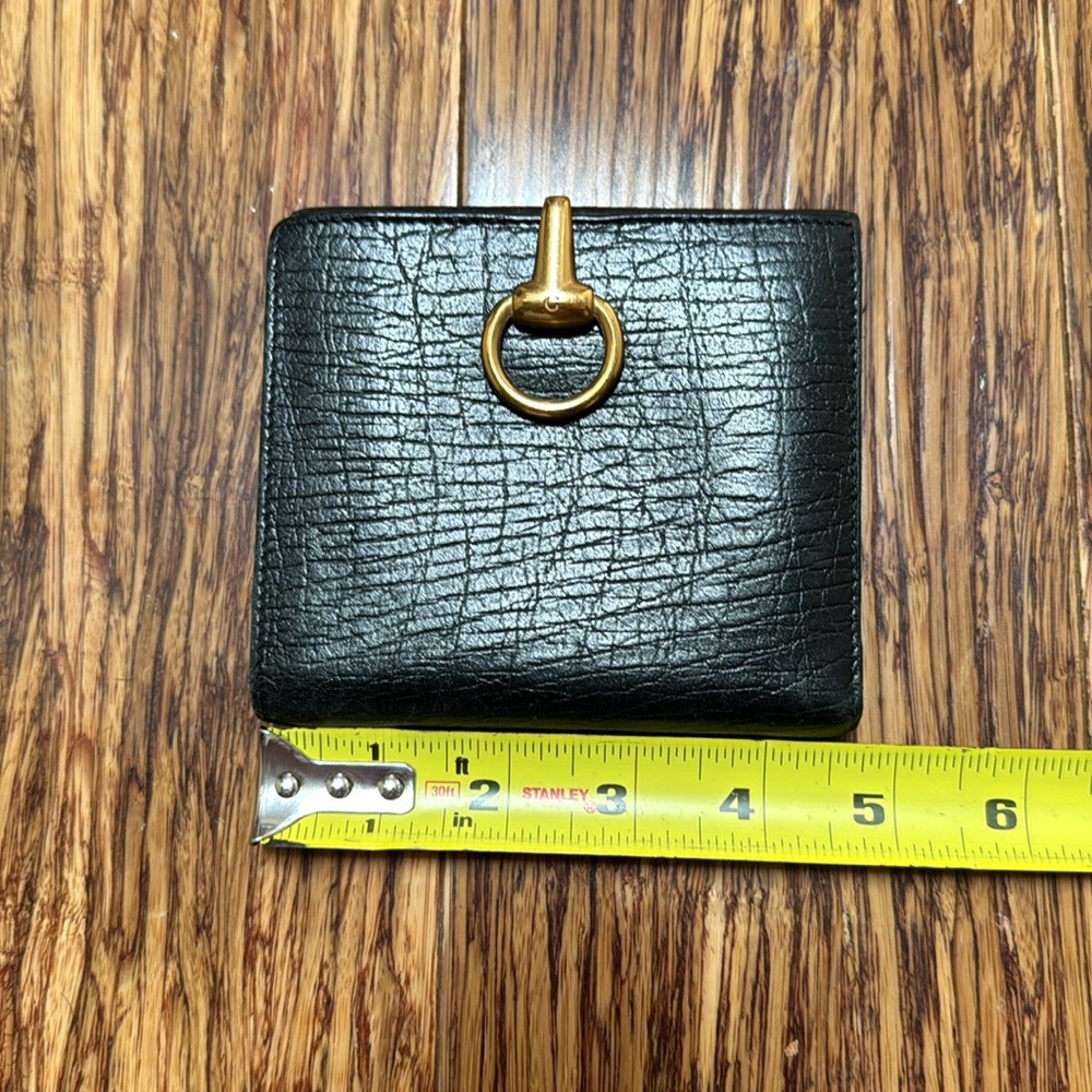 GUCCI black leather gold hardware bifold square wallet - Picture 10 of 13